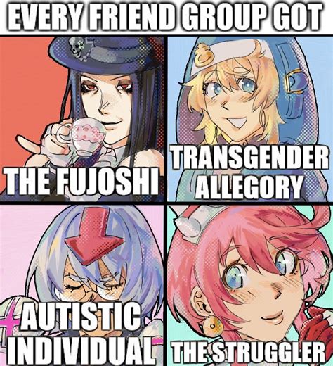 every friend group has meme template|every friend group got fujoshi.